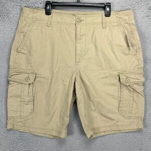 Old Navy Cargo Shorts Mens 40 Tan Cotton Flat Front Casual Pockets Outdoor NEW
